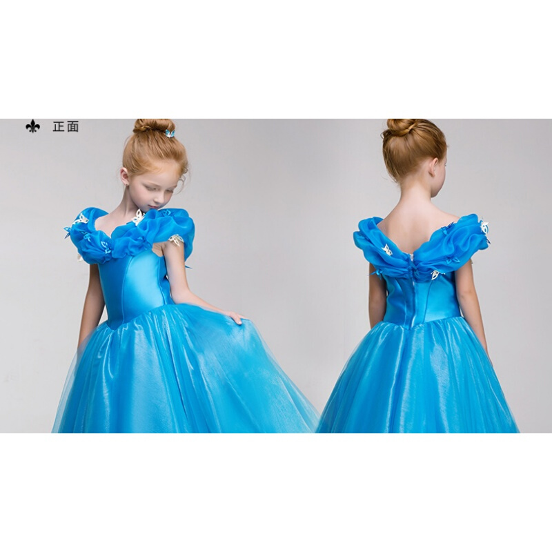 儿童礼服新款白雪公主裙灰姑娘化装舞会装扮演出服装女蓝色