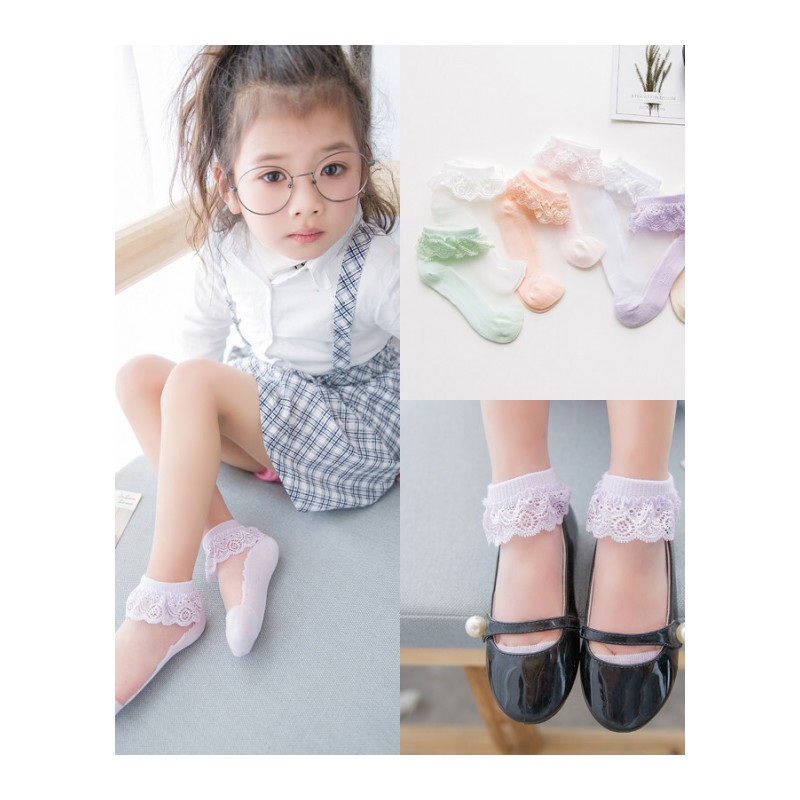 儿童水晶袜夏季薄款女童水晶冰丝袜宝宝公主蕾丝花边袜婴儿短袜子