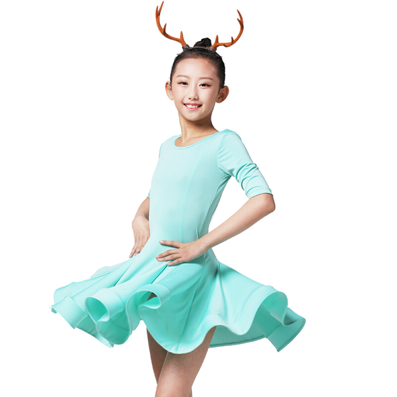 拉丁舞服装比赛服考级练功服儿童连衣裙表演服女孩标准比赛服