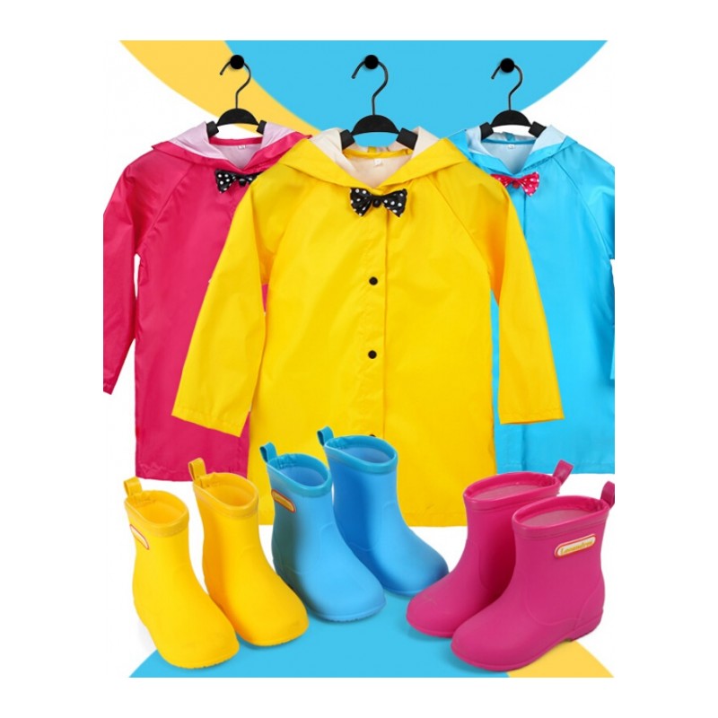 儿童雨衣雨鞋套装小学生宝宝雨衣小孩蝴蝶结雨衣男童女童雨披雨靴