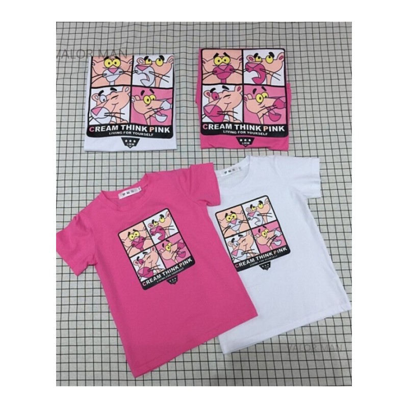 亲子装夏201款短袖T恤一家三四口全家母女儿纯棉连体爬服哈衣白色大人S