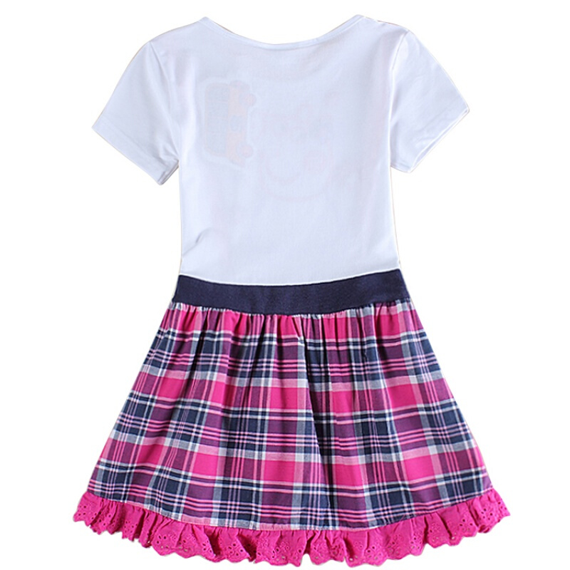 新款Nova佩佩猪儿童纯棉短袖连衣裙公主裙小猪佩奇中大童童装白色