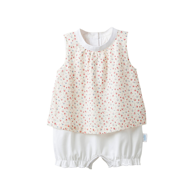 婴儿女宝夏季哈衣纯棉爬服装连体衣裙子0-1-2-3岁6个月小童公主碎花图案80cm(12个月)