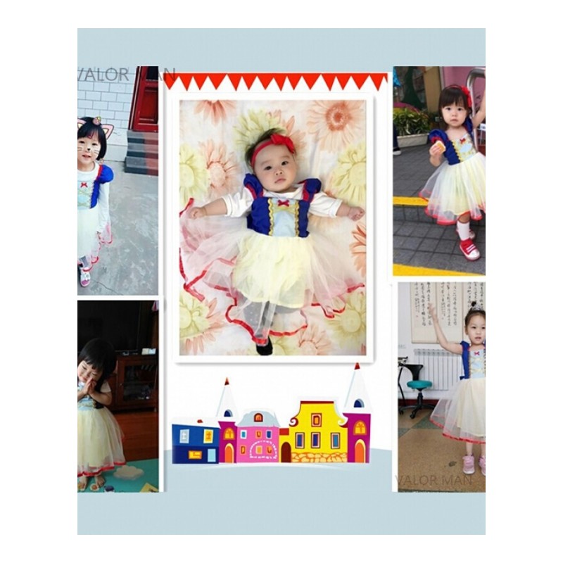 白雪公主裙子女童幼儿园表演角色扮演派对演出服饰