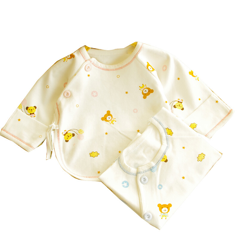 2件半背衣儿衣服0-3个月纯棉初生婴儿和尚服春秋偏衫内衣上衣