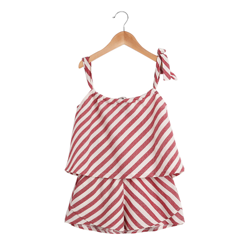 女童夏装2018新款带时尚洋气夏季女孩两件套休闲套装12岁红白