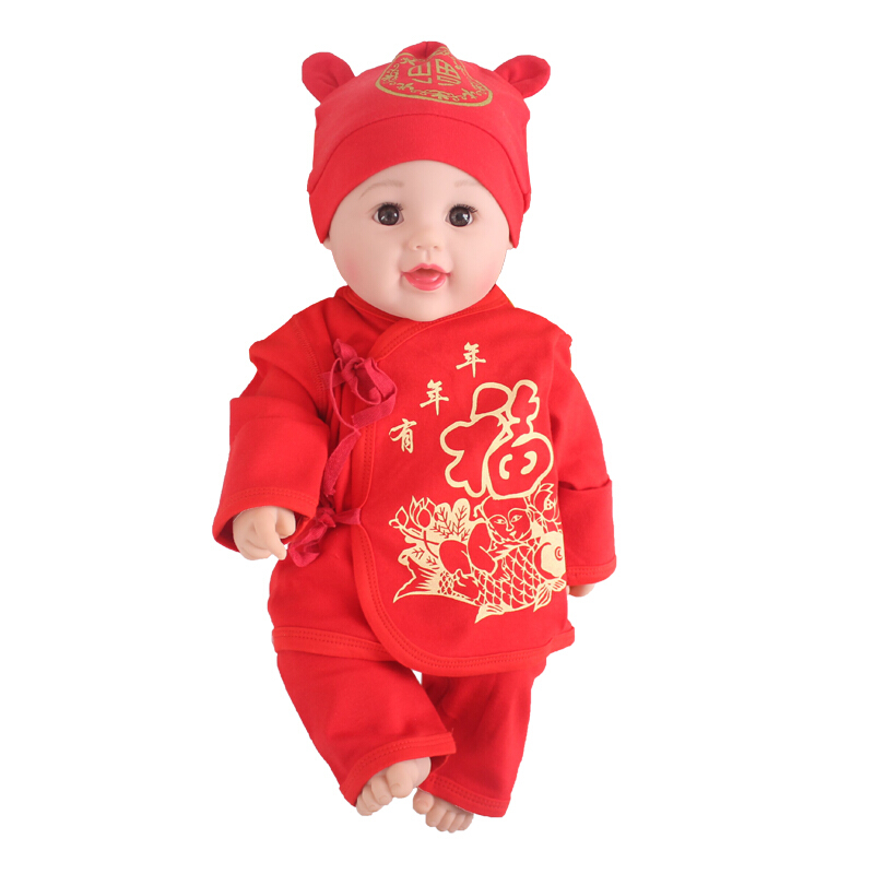 婴儿0-3个月内衣服纯棉大红色春秋宝宝满月和尚服上衣薄套装