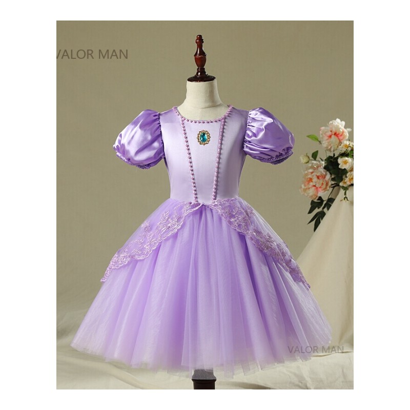 苏菲亚公主裙紫色礼服女童儿童索菲亚连衣裙