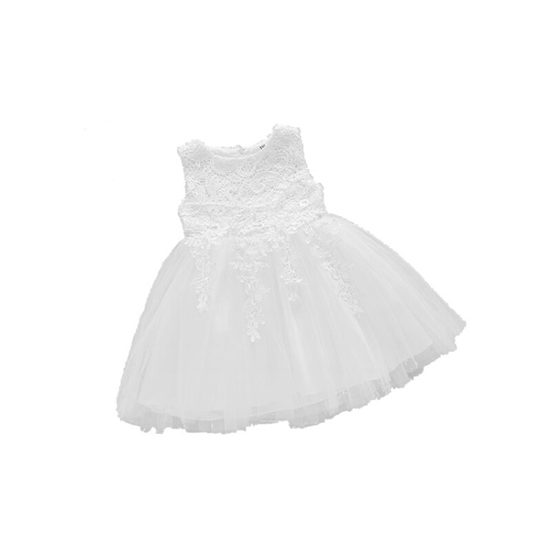 2018新款女童礼服六一公主裙夏白色蕾丝裙儿童连衣蓬蓬表演裙花童L15(送皇冠)白色