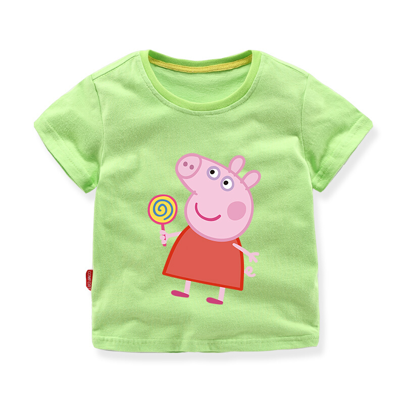 女童短袖T恤夏装潮小猪佩奇幼儿女宝宝纯棉衣服儿童上衣1-2-3-5岁