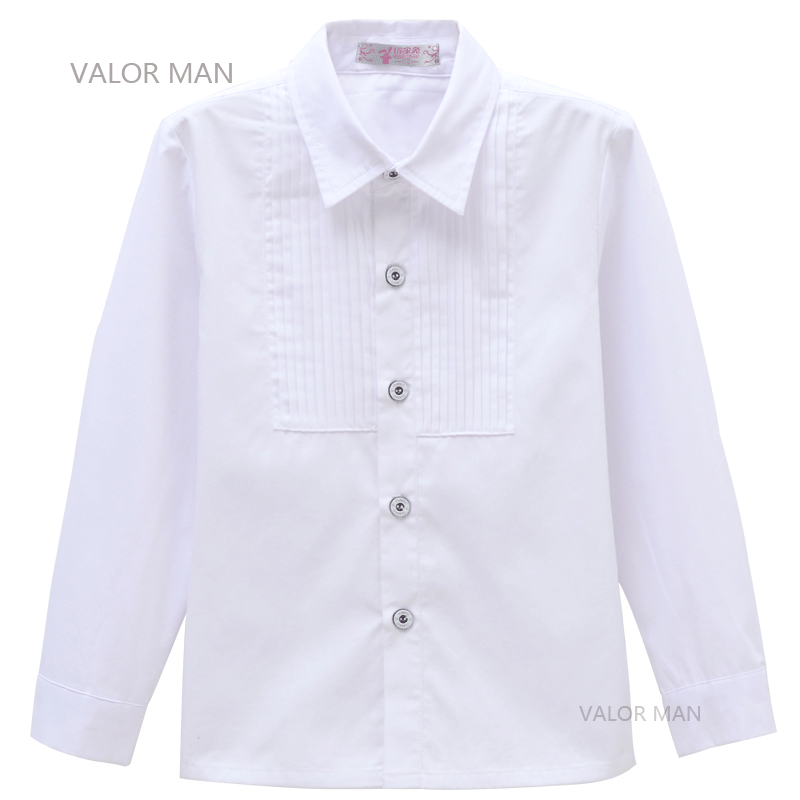 童装男童韩版白色衬衫儿童长袖衬衣2018新款儿童表演出衬衣白色压皱长袖衬衣