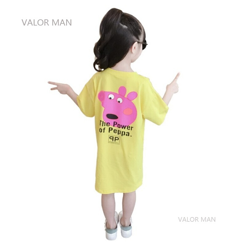 女童洋气夏装T恤韩版中长款儿童短袖上衣宝宝新款小猪佩奇衣服潮