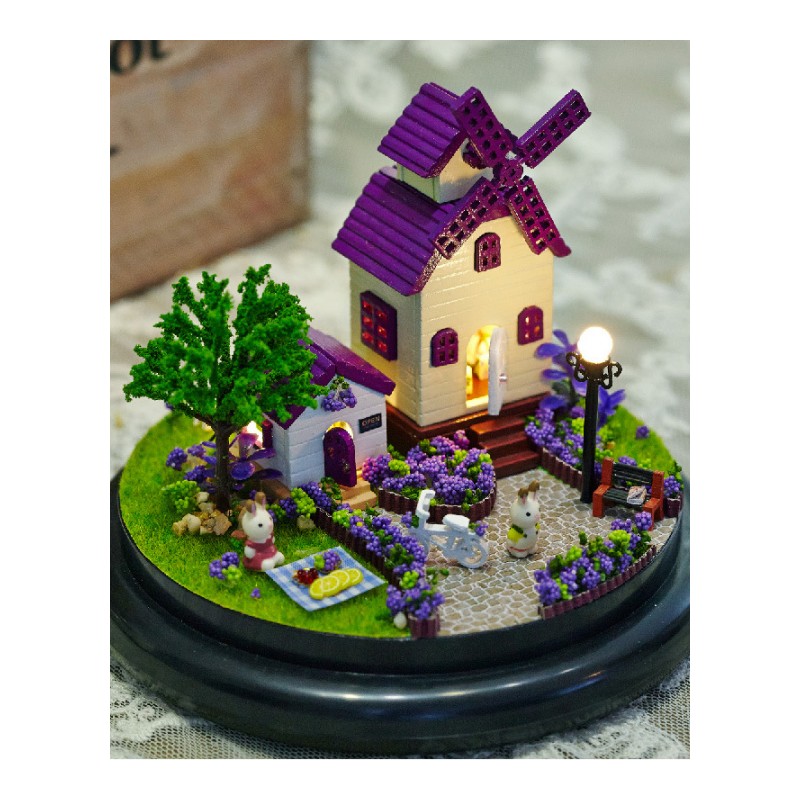 b019普罗旺斯 手工玻璃球diy小屋模型 创意生日礼物