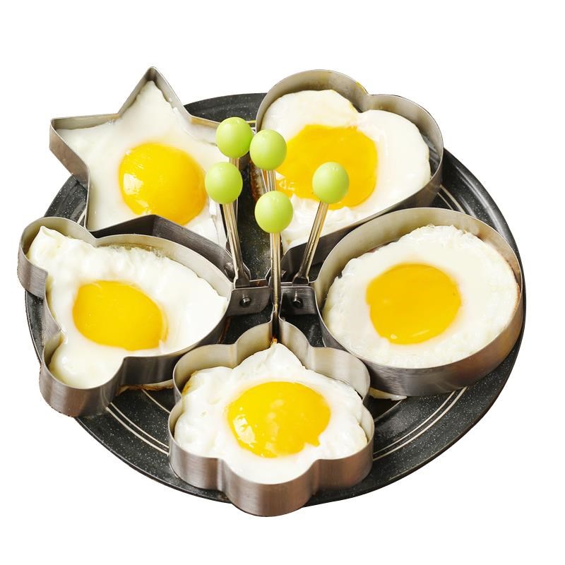 5件套不锈钢煎蛋模具煎鸡蛋模型煎蛋器爱心形荷包蛋饭团diy磨具加厚