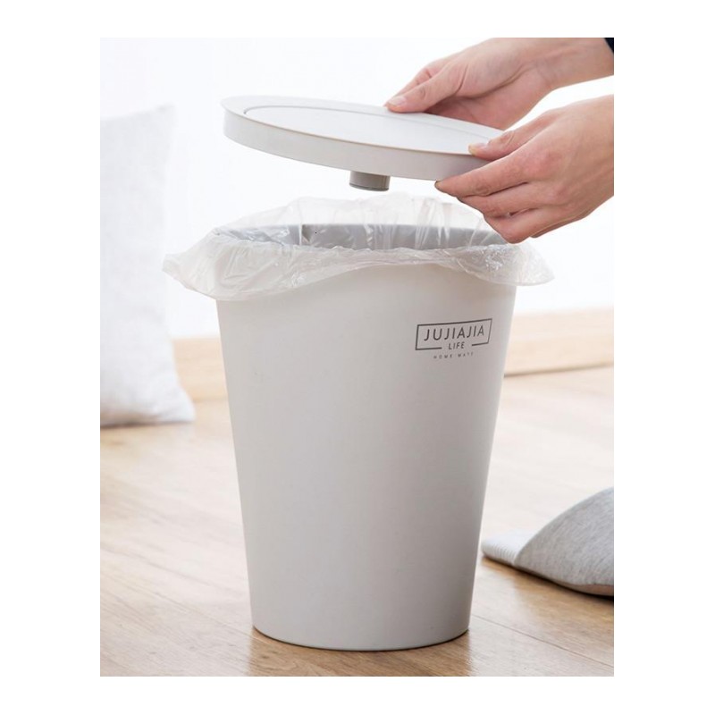 日式摇盖垃圾桶家用大号垃圾筒客厅卧室垃圾篓厨房卫生间带盖纸篓系列