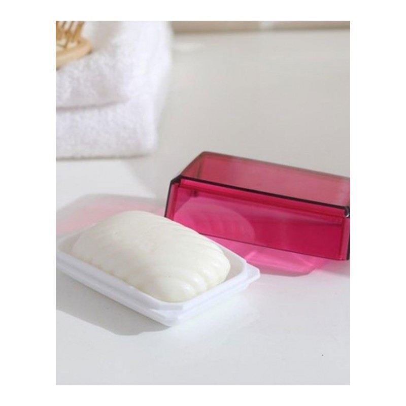 漂亮糖果色肥皂盒 双层沥水香皂盒 有盖带盖子 皂碟皂盘浴室收纳厨卫两用生活日用家居肥皂盒