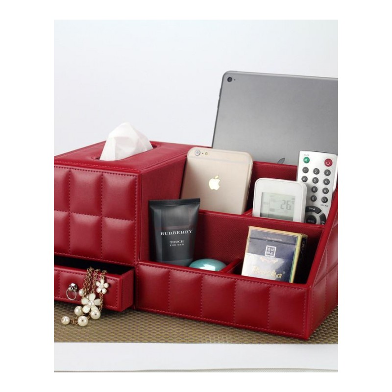 皮革餐巾抽纸盒多功能纸巾盒木质桌面遥控器收纳盒创意置物盒收纳盒生活日用家庭清洁收纳整理用品储物盒收纳盒