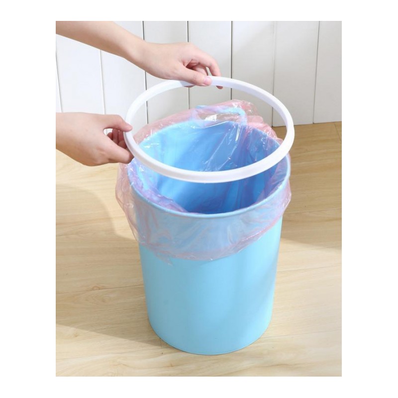 手提无盖塑料垃圾桶 家用客厅卧室 手提带压圈大号卫生桶
