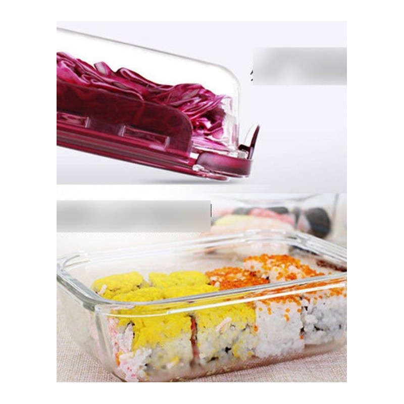 耐热玻璃饭盒微波专用便当盒冰箱收纳水果保鲜盒密封碗2套装时尚创意办生活日用家居器皿饭盒便当盒