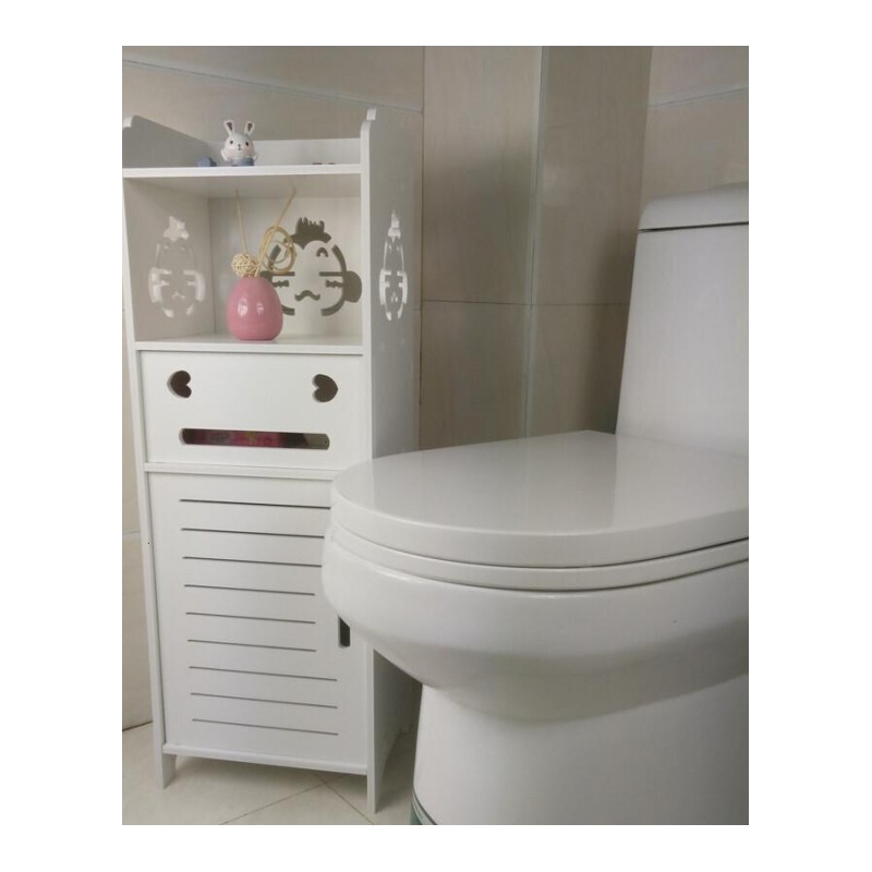 年新款防水卫浴置物柜马桶边柜 卫生间角柜收纳柜 浴室边柜 夹缝置物柜上新 白色