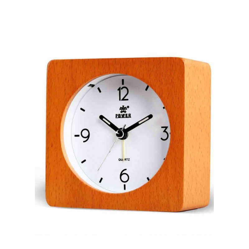 卧室床头钟学生可爱木质闹钟迷你小座钟儿童创意电子木头台钟-方形款