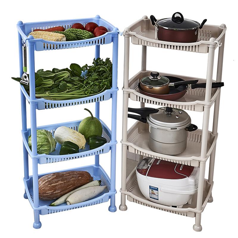厨房置物架水果蔬菜架厨房用具用品收纳架转角储物架塑料落地层架