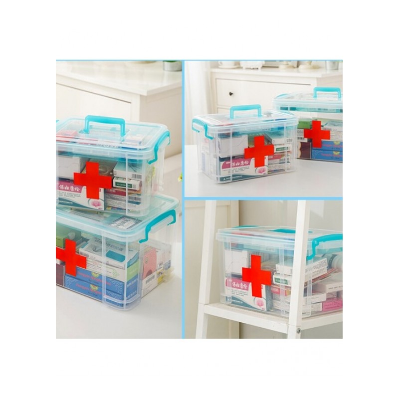 药箱双层收纳箱药品收纳盒透明多功能儿童大小号便携医药箱