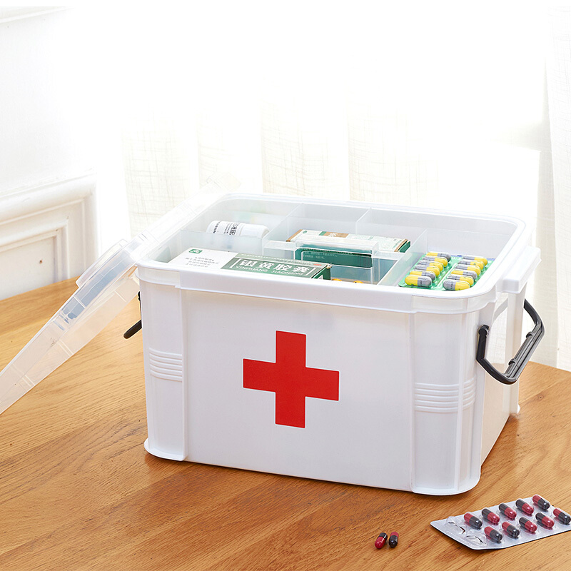 药箱家用小号塑料收纳箱急救箱多层医药箱整理盒储物箱收纳盒