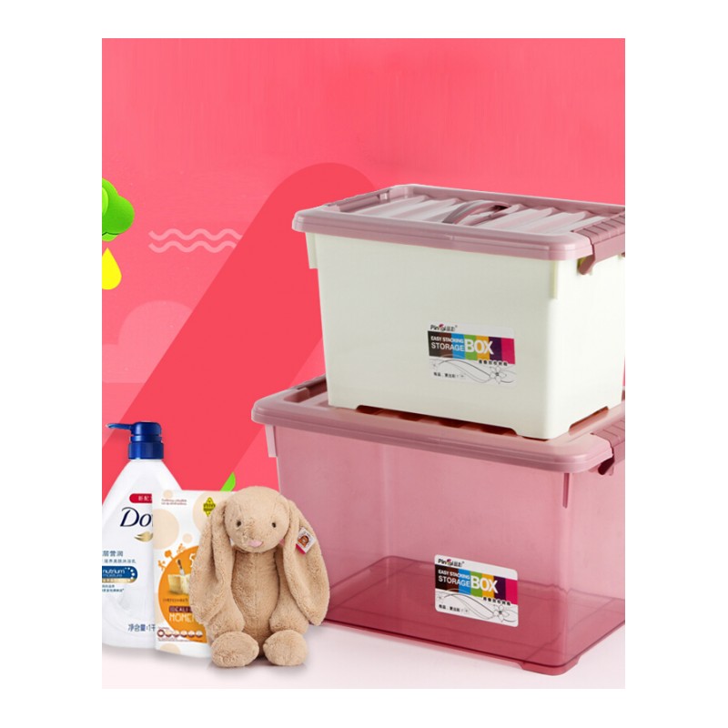 收纳箱带提手便携有盖透明小号塑料居家衣物储物迷你三件套整理箱