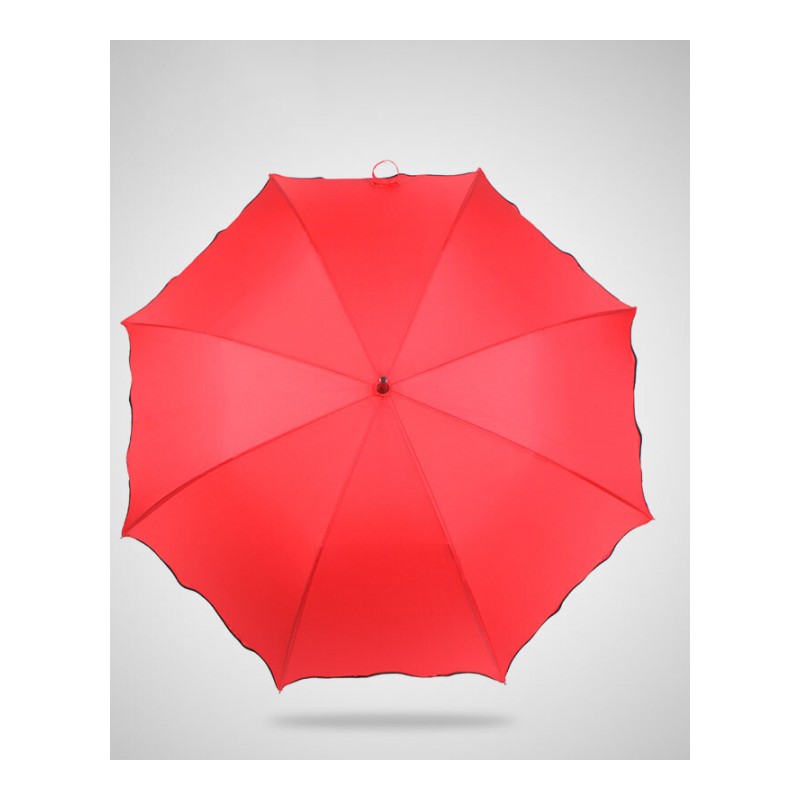 荷叶晴雨伞长柄婚庆雨伞结婚用品公主伞8骨挡紫外线直柄伞 荷叶边大红色