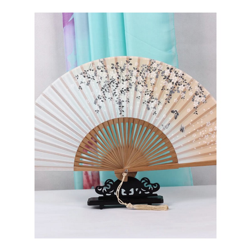 小扇子折叠女士舞蹈装饰日式和风樱花镂空工艺送人礼品夏季折扇棕骨牡丹花