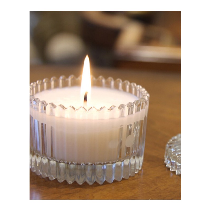 香薰蜡烛玻璃杯装有盖子圆形粉色蜡质家用客厅卧室去烟味蜡烛