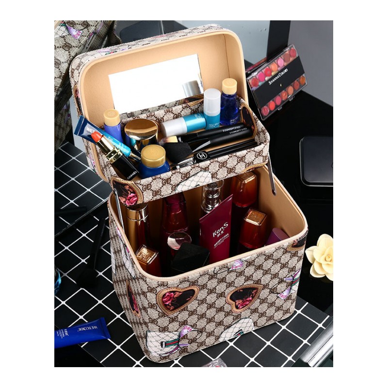化妆箱大容量防水便携手提双层女式粉底口红保湿乳化妆品收纳盒