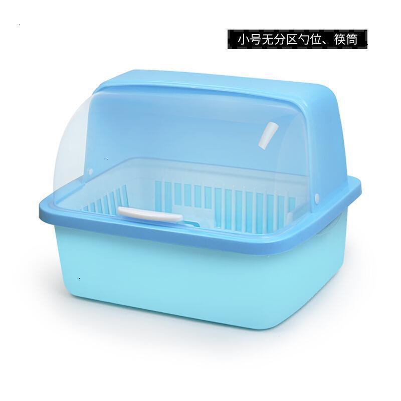 沥水架蓝色透明可视盖子带盖碗碟塑料翻盖盘子厨房放碗置物收纳盒
