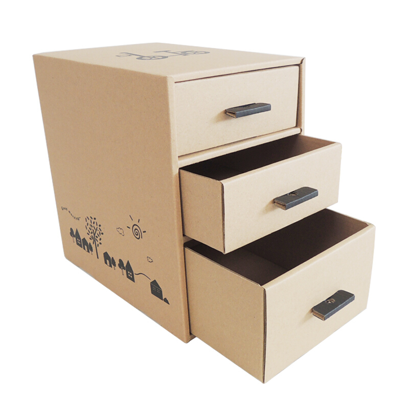 小号桌面首饰收纳盒 牛皮纸质抽屉纸盒床头储物盒创意DIY