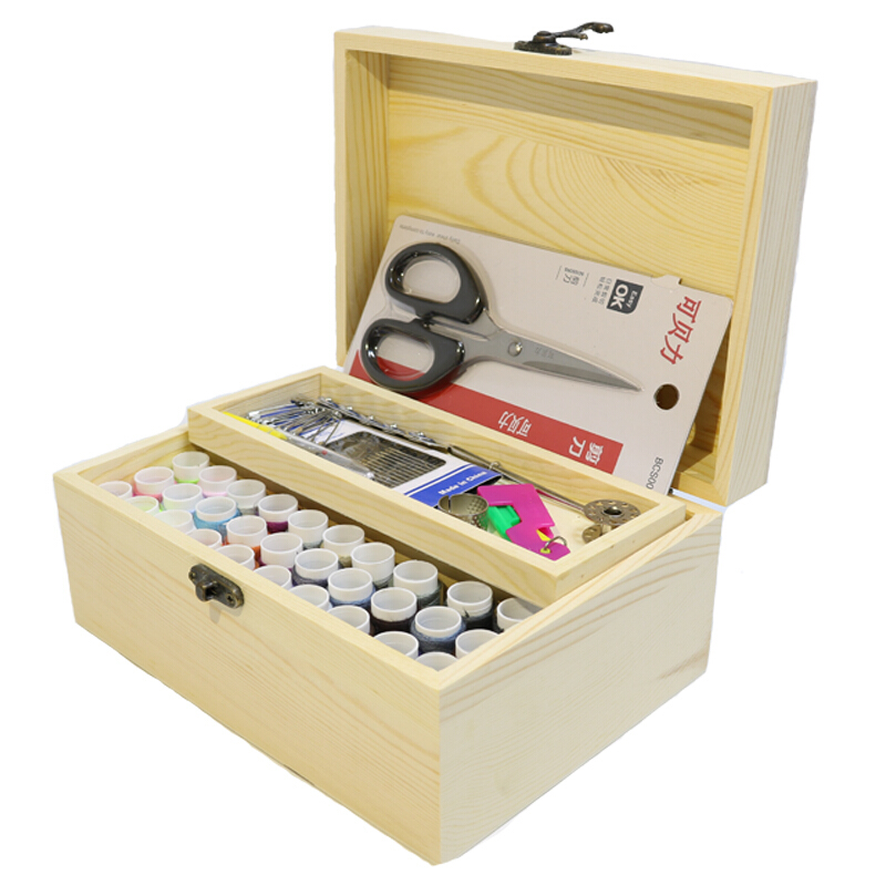 华美韩国实木针线盒套装木质缝纫手缝家用收纳盒创意礼品