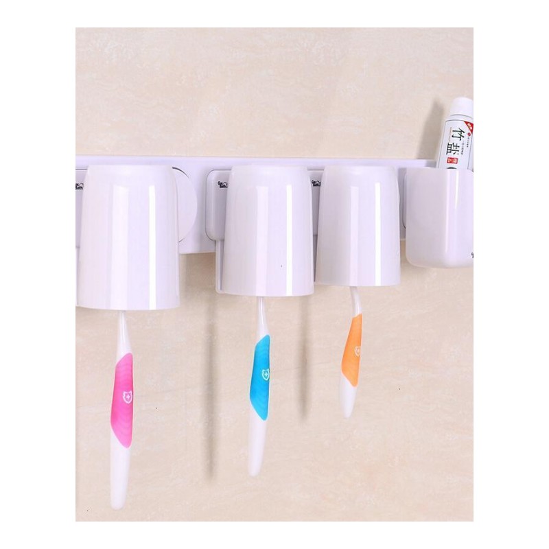 吸盘牙刷架塑料白色三口之家洗漱套装创意牙刷盒刷牙杯漱口杯