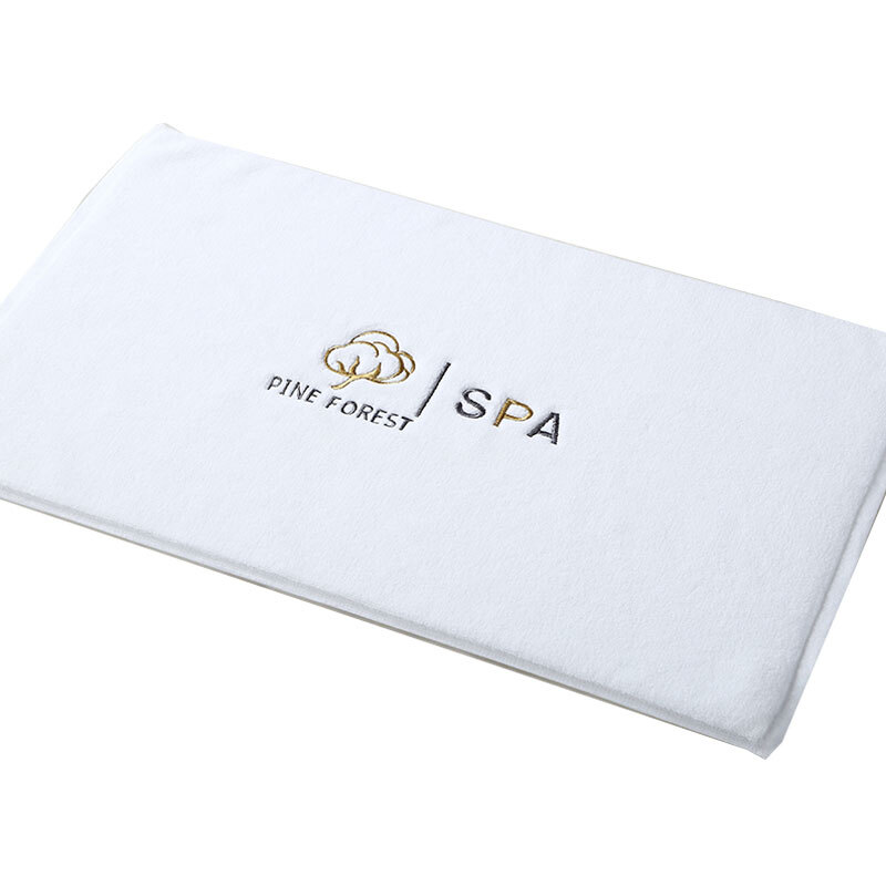 五酒店SPA大地垫纯棉加厚吸水地巾浴室卫生间防滑垫子 新款SPA绣花地巾一条 80*50*450克