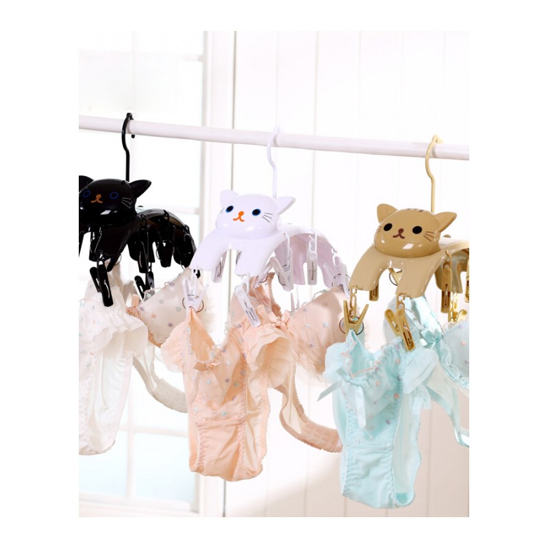 晒衣架卡通猫造型塑料弧形多头家用阳台挂衣儿童衣服内衣袜子架