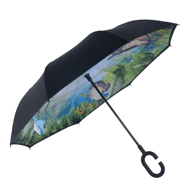 雨伞反转汽车创意女男士龙猫双层商务全自动长柄免持式折叠反向伞