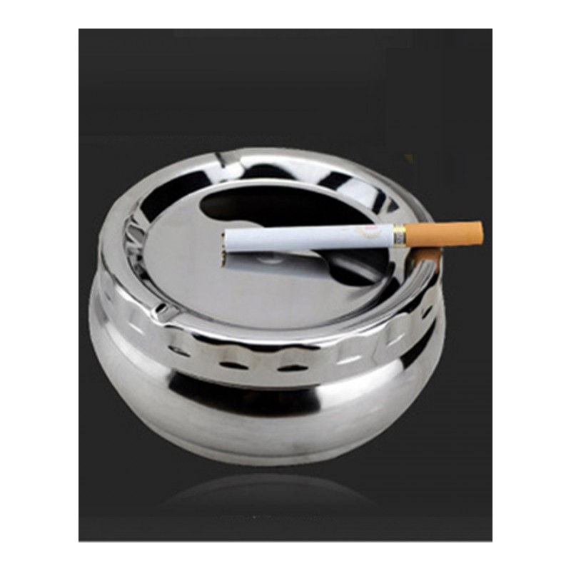 创意欧式加厚不锈钢防风带盖烟灰缸客厅办公室KTV大号烟盅-中号烟灰缸