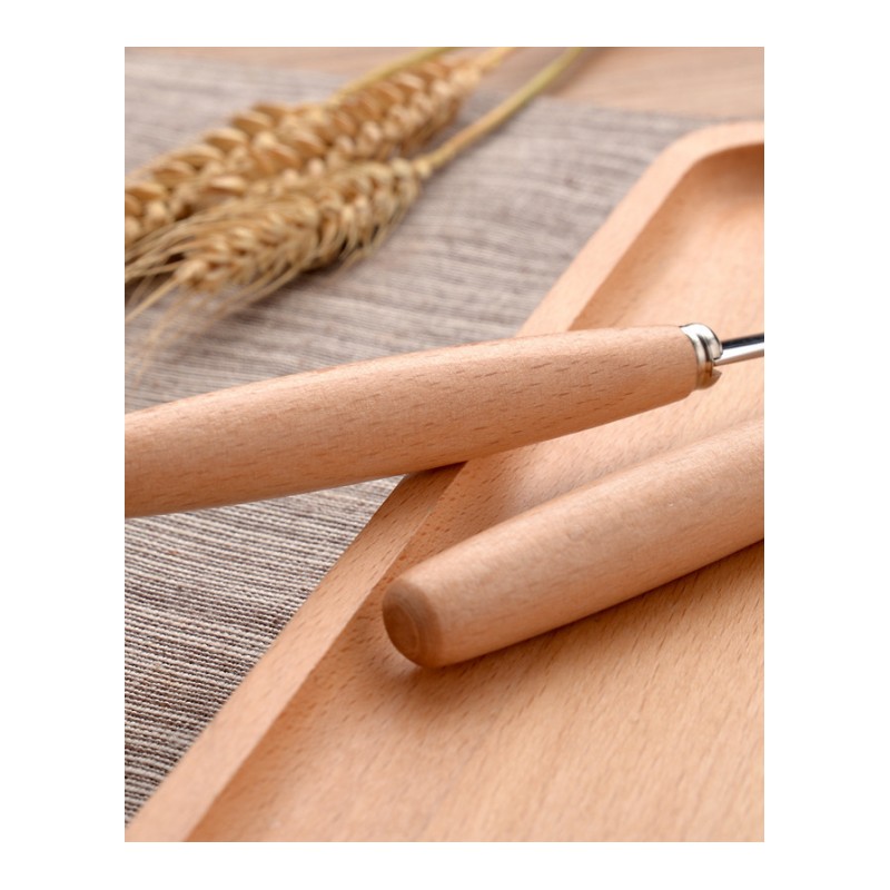 木柄勺叉筷子套装便携餐具三件套创意学生儿童旅行餐具盒-小麦盒(勺筷)