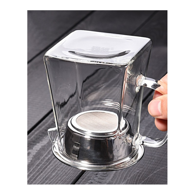 玻璃公道杯功夫茶具耐热带茶漏茶海四方公杯过滤茶器-加厚方形560毫升(单公道杯)