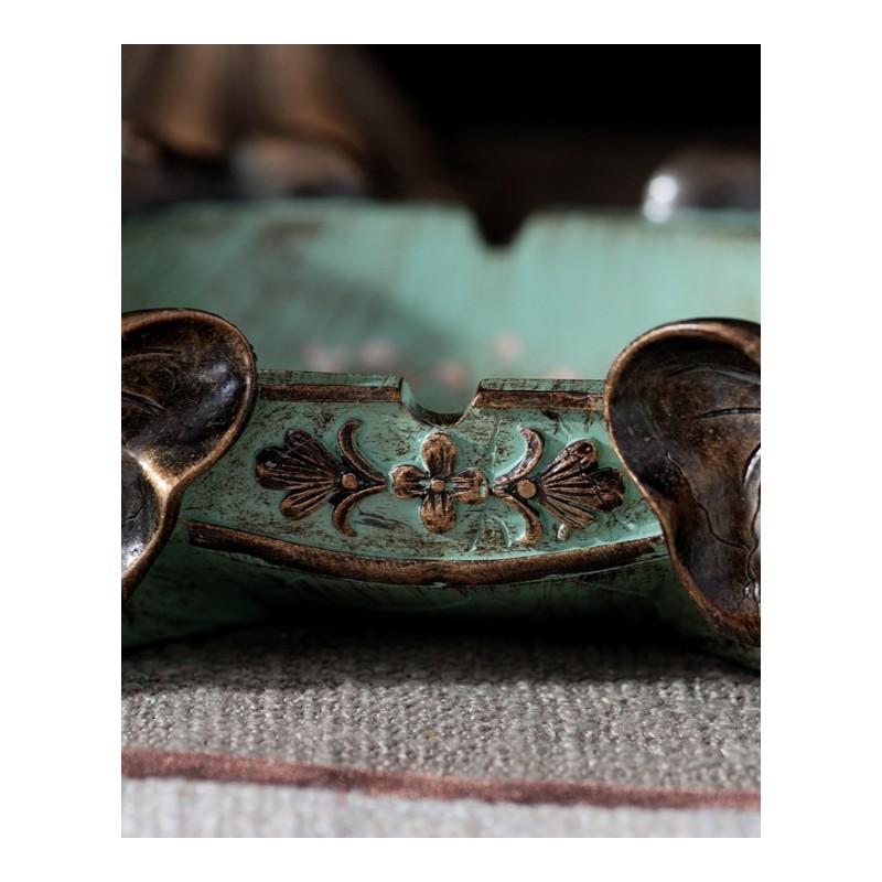 创意茶几摆件大象烟灰缸欧式个性家居客厅装饰品生日礼品-蓝色大象烟灰缸