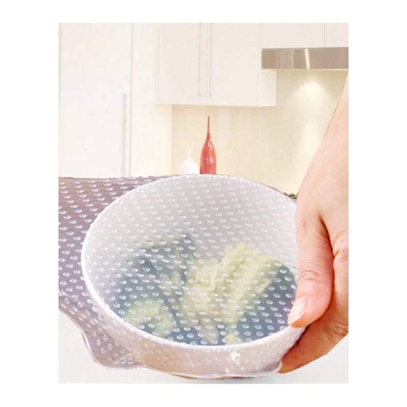 保鲜膜盖冰箱保鲜碗密封盖碗盖加热盖多功能硅胶保鲜膜盖-粉色5片装