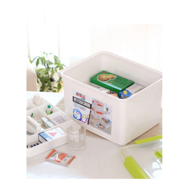 药箱多功能分格急救药箱带提手家用多层收纳盒塑料盒便携儿童小药盒