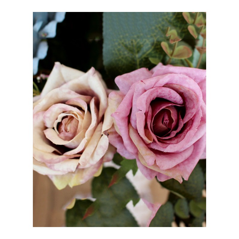 玫瑰仿真花束复古仿真花假花绢花客厅装饰花欧式摆件婚庆摆设-紫色