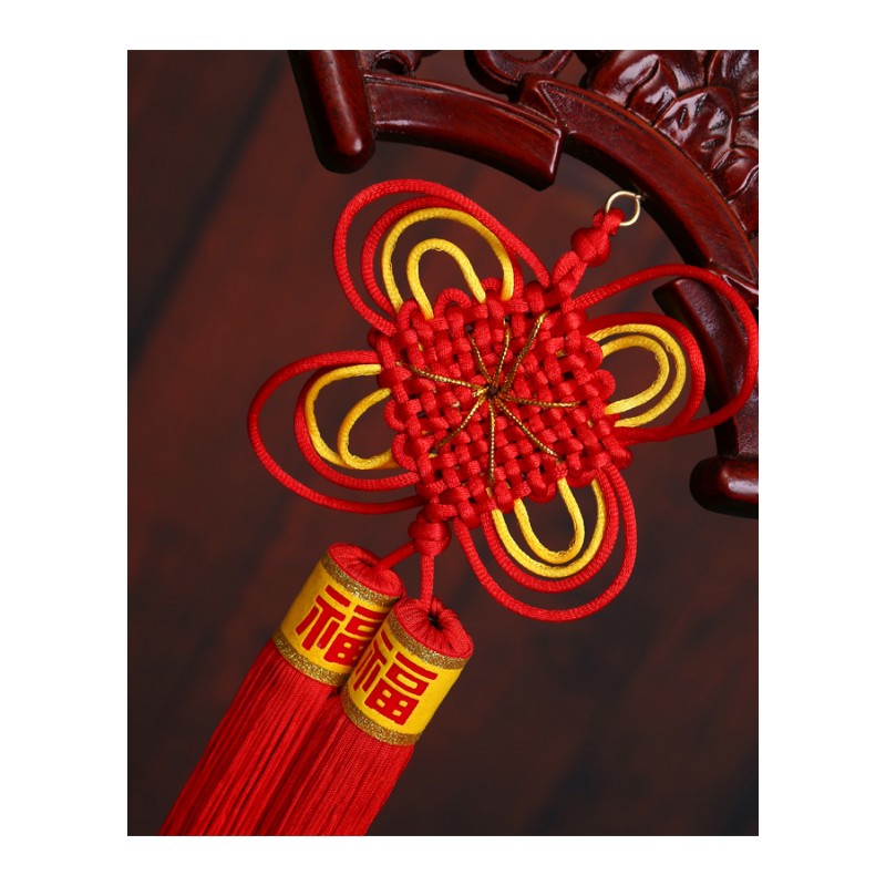 中国结挂件桃木客厅福字风水家居装饰壁挂扇形玄关壁饰-小号扇形福字