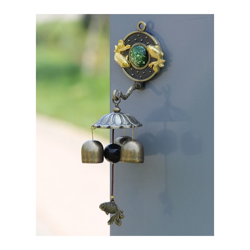 家居壁挂青铜风铃三铃铛金属自吸风水铃墙壁装饰风铃-金龟青铜三个铃铛