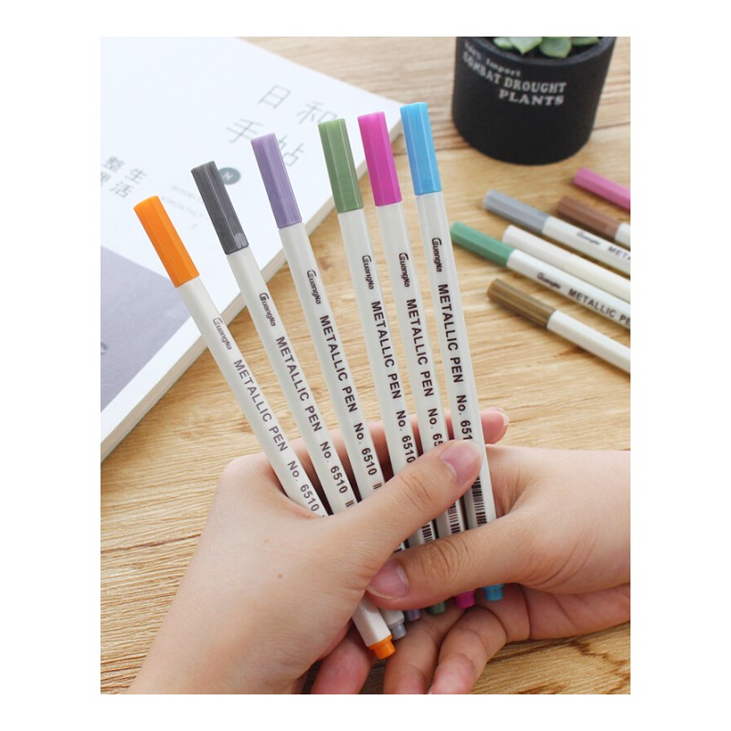 18新款DIY相册彩笔相片照片涂鸦笔6510金属笔彩色笔记号笔油漆笔12色
